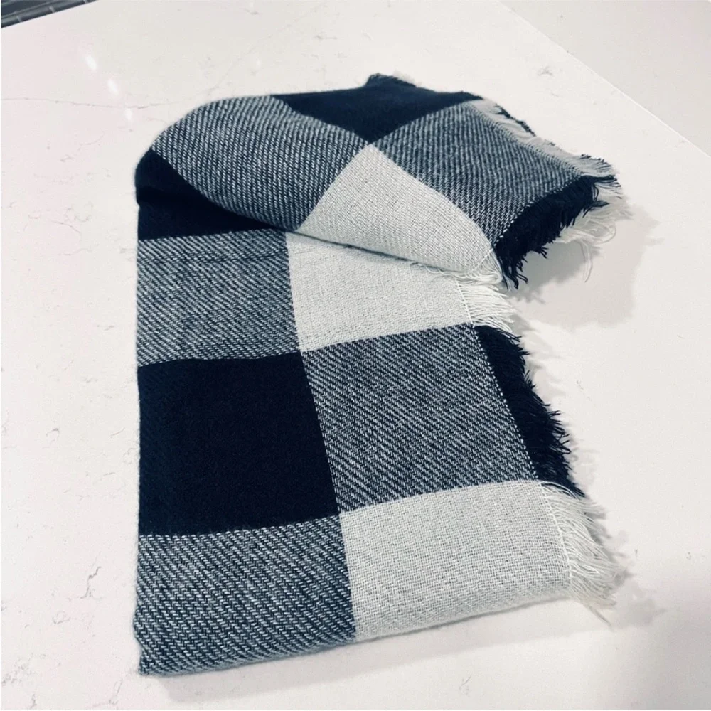 NEW! Plaid Black & White Scarf NWT